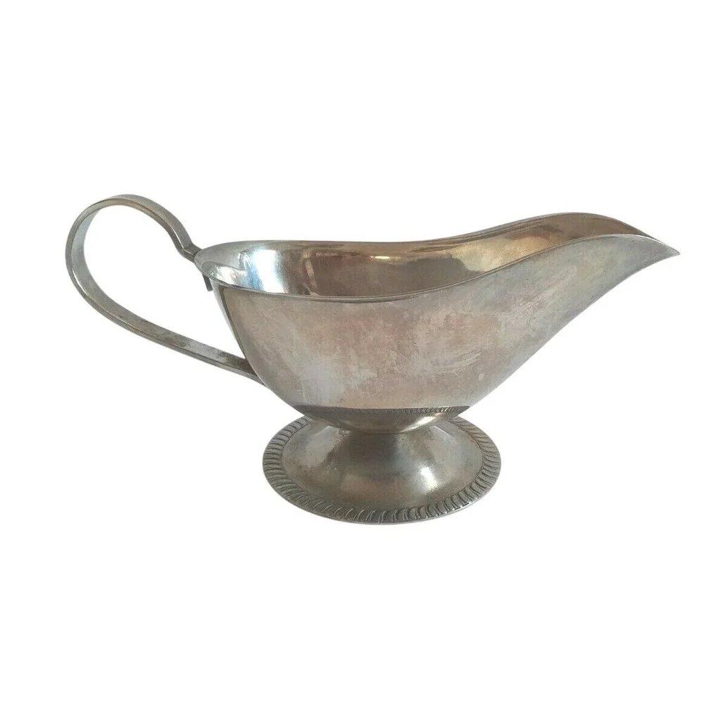 Vintage 18-8 Stainless Steel Gravy Boat Japan Footed Sauce Server Gadroon Base